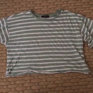 Green and white striped crop top